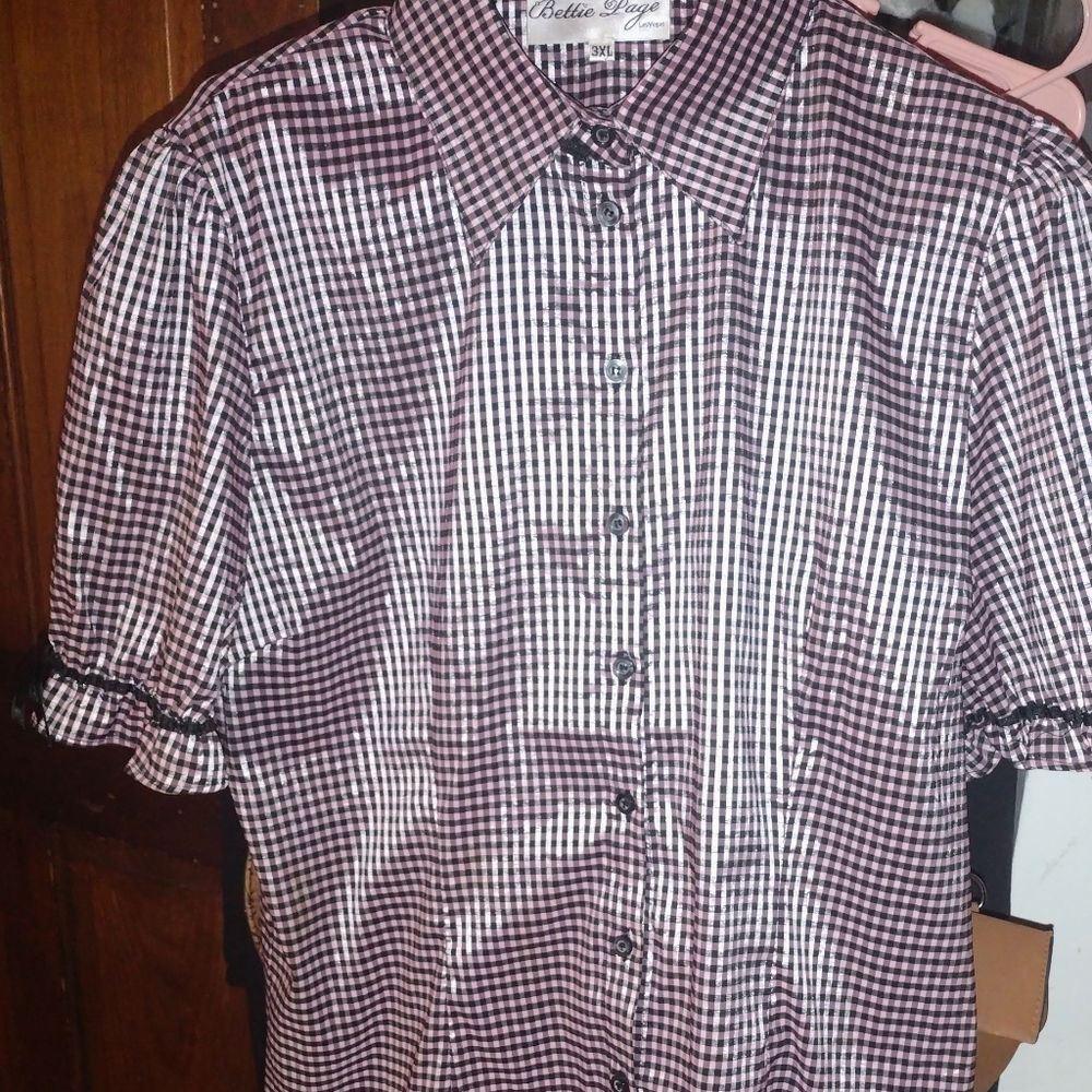 Bettie page plus size pinup button down blouse